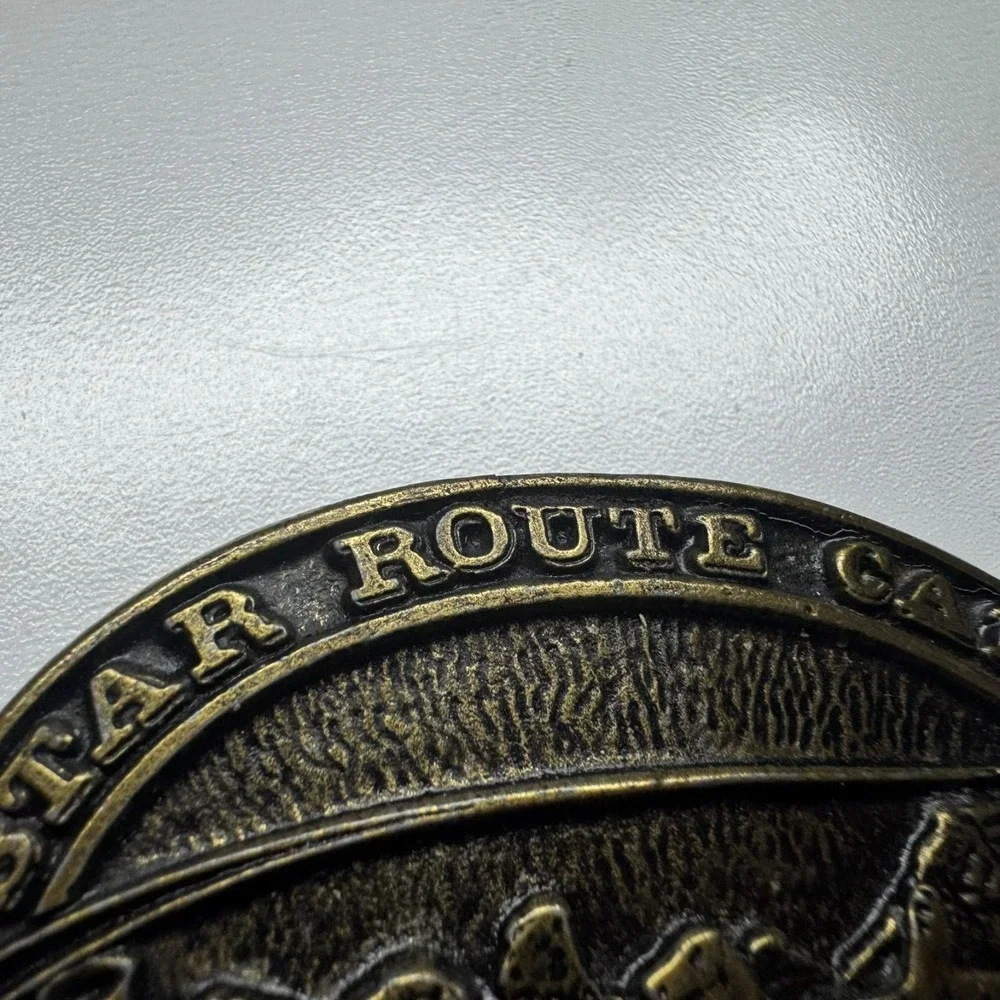 Vintage CDC Metal Works Star Route Carriers‎ 1845 Belt Buckle Stage Coach